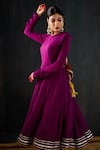 Buy_Tuli_Purple , Silk, Satin, Chanderi Satrangi Work Anarkali Churidar Set _Online_at_Aza_Fashions