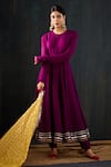 Shop_Tuli_Purple , Silk, Satin, Chanderi Satrangi Work Anarkali Churidar Set _Online_at_Aza_Fashions
