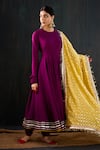 Buy_Tuli_Purple , Silk, Satin, Chanderi Satrangi Work Anarkali Churidar Set _at_Aza_Fashions