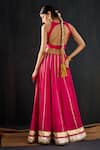 Shop_Tuli_Fuchsia Cotton, Silk, Chanderi Gota Patti, Zari, Lace Morani Work Lehenga Set _at_Aza_Fashions