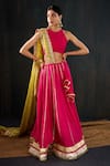 Buy_Tuli_Fuchsia Cotton, Silk, Chanderi Gota Patti, Zari, Lace Morani Work Lehenga Set _at_Aza_Fashions