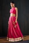 Buy_Tuli_Fuchsia Cotton, Silk, Chanderi Gota Patti, Lace, Zari Chamak Work Lehenga Set _Online_at_Aza_Fashions