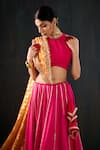 Shop_Tuli_Fuchsia Cotton, Silk, Chanderi Gota Patti, Lace, Zari Chamak Work Lehenga Set _Online_at_Aza_Fashions