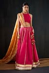 Buy_Tuli_Fuchsia Cotton, Silk, Chanderi Gota Patti, Lace, Zari Chamak Work Lehenga Set _at_Aza_Fashions