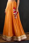 Buy_Tuli_Orange Cotton, Silk Zari Round Neck Pankh Striped Lehenga And Halter Blouse Set _Online_at_Aza_Fashions