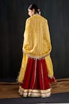 Shop_Tuli_Red Cotton, Silk, Chanderi Gota Patti, Tassels, Zari Surkhi Work Lehenga Set _at_Aza_Fashions