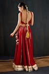 Shop_Tuli_Red Cotton, Silk, Chanderi Gota Patti, Tassels, Zari Surkhi Work Lehenga Set 