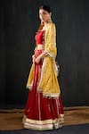Tuli_Red Cotton, Silk, Chanderi Gota Patti, Tassels, Zari Surkhi Work Lehenga Set _Online