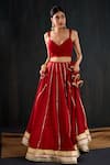 Buy_Tuli_Red Silk, Cotton, Chanderi Gota Patti, Lace Sindoori Work Lehenga Set _Online_at_Aza_Fashions