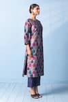 Vishwa By Pinki Sinha_Blue Brocade, Silk Zari Round Neck Rangkaat Banarsi Woven Kurta And Pant _at_Aza_Fashions
