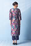 Shop_Vishwa By Pinki Sinha_Blue Brocade, Silk Zari Round Neck Rangkaat Banarsi Woven Kurta And Pant _at_Aza_Fashions
