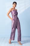 Vishwa By Pinki Sinha_Purple Silk, Organza Sweetheart Neck, Brocade Corset Top And Trouser With Jacket _Online_at_Aza_Fashions
