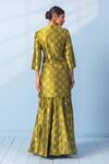 Vishwa By Pinki Sinha_Green Brocade, Organza Zari, Lace Round Neck Woven Kurta Sharara And Dupatta Set _Online_at_Aza_Fashions