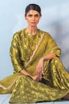 Buy_Vishwa By Pinki Sinha_Green Brocade, Organza Zari, Lace Round Neck Woven Kurta Sharara And Dupatta Set 