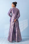 Shop_Vishwa By Pinki Sinha_Blue Brocade, Silk Zari Blazer And Gharara Pant Set _at_Aza_Fashions