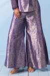 Shop_Vishwa By Pinki Sinha_Blue Brocade, Silk Zari Blazer And Gharara Pant Set _Online_at_Aza_Fashions