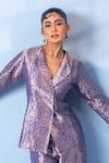 Vishwa By Pinki Sinha_Blue Brocade, Silk Zari Blazer And Gharara Pant Set _at_Aza_Fashions