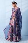 Vishwa By Pinki Sinha_Multi Color Silk, Organza Zari, Gota Rangkaat Banarsi Woven Kurta Sharara Set _Online_at_Aza_Fashions