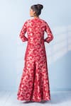 Vishwa By Pinki Sinha_Red Brocade, Organza Zari Mandarin Collar Banarsi Woven Kurta And Sharara Set _Online_at_Aza_Fashions