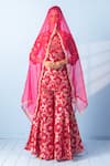 Shop_Vishwa By Pinki Sinha_Red Brocade, Organza Zari Mandarin Collar Banarsi Woven Kurta And Sharara Set _Online_at_Aza_Fashions