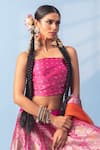 Shop_Vishwa By Pinki Sinha_Pink Brocade, Silk, Organza Zari, Meenakari Banarsi Lehenga With Dupatta _Online_at_Aza_Fashions