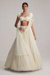 Buy_Vvani By Vani Vats_Off White Organza, Georgette, Net Mirrors, Pearls, And Drop Bridal Lehenga Set _Online_at_Aza_Fashions