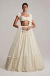 Buy_Vvani By Vani Vats_Off White Organza, Georgette, Net Mirrors, Pearls, And Drop Bridal Lehenga Set _at_Aza_Fashions