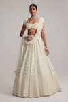 Shop_Vvani By Vani Vats_Off White Organza, Georgette, Net Mirrors, Pearls, And Drop Bridal Lehenga Set _at_Aza_Fashions