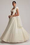 Vvani By Vani Vats_Off White Organza, Georgette, Net Mirrors, Pearls, And Drop Bridal Lehenga Set _at_Aza_Fashions
