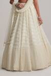 Buy_Vvani By Vani Vats_Off White Organza, Georgette, Net Mirrors, Pearls, And Drop Bridal Lehenga Set 