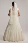 Shop_Vvani By Vani Vats_Off White Organza, Georgette, Net Mirrors, And Drop Bridal Lehenga Set With Veil _at_Aza_Fashions