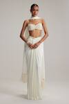 Buy_Vvani By Vani Vats_Off White Georgette, Satin Mirrors, Pearls, Embroidery Draped Skirt Set _at_Aza_Fashions