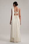 Shop_Vvani By Vani Vats_Off White Satin, Georgette Mirrors, Pearls, Embroidery And Draped Saree Set _at_Aza_Fashions