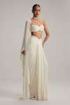 Buy_Vvani By Vani Vats_Off White Georgette Mirrors, Pearls, Embroidery, Dense Drop Draped Skirt Set _Online_at_Aza_Fashions