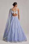 Shop_Vvani By Vani Vats_Blue Organza, Georgette Embroidery, Mirrors, Beads, Dew Linear Lehenga Set _at_Aza_Fashions
