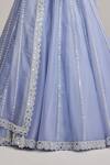 Vvani By Vani Vats_Blue Organza, Georgette Embroidery, Mirrors, Beads, Dew Linear Lehenga Set _at_Aza_Fashions