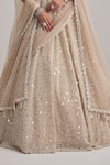Vvani By Vani Vats_Beige Organza, Georgette, Net Mirrors, Pearls, Dense And Work Bridal Lehenga Set _at_Aza_Fashions