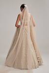 Shop_Vvani By Vani Vats_Beige Organza, Georgette, Net Mirrors, And Work Bridal Lehenga Set With Veil _at_Aza_Fashions