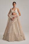 Buy_Vvani By Vani Vats_Beige Organza, Georgette, Net Mirrors, And Work Bridal Lehenga Set With Veil _at_Aza_Fashions