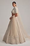 Vvani By Vani Vats_Beige Organza, Georgette, Net Mirrors, And Work Bridal Lehenga Set With Veil _Online_at_Aza_Fashions