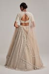 Shop_Vvani By Vani Vats_Beige Organza, Georgette, Net Mirrors, And Work Bridal Lehenga Set With Veil _at_Aza_Fashions