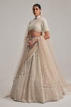 Buy_Vvani By Vani Vats_Beige Organza, Georgette, Net Mirrors, And Work Bridal Lehenga Set With Veil _Online_at_Aza_Fashions