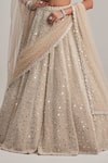 Buy_Vvani By Vani Vats_Beige Organza, Georgette, Net Mirrors, Pearls, And Work Bridal Lehenga Set _Online_at_Aza_Fashions