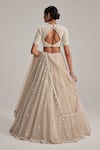 Shop_Vvani By Vani Vats_Beige Organza, Georgette, Net Mirrors, Pearls, Embroidery And Bridal Lehenga Set _at_Aza_Fashions