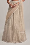 Shop_Vvani By Vani Vats_Beige Organza, Georgette, Net Mirrors, Pearls, Embroidery And Bridal Lehenga Set _Online_at_Aza_Fashions