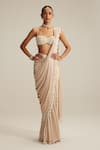 Buy Vvani By Vani Vats Beige Georgette Mirrors, Pearls, Tassels Sweetheart And Work Draped Saree Set at Aza Fashions Buy_Vvani By Vani Vats_Beige Georgette Mirrors, Pearls, Tassels Sweetheart And Work Draped Saree Set _at_Aza_Fashions