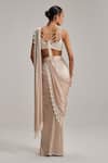 Shop Vvani By Vani Vats Beige Georgette Mirrors, Pearls, Tassels Sweetheart And Work Draped Saree Set at Aza Fashions Shop_Vvani By Vani Vats_Beige Georgette Mirrors, Pearls, Tassels Sweetheart And Work Draped Saree Set _at_Aza_Fashions