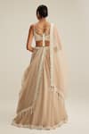 Shop_Vvani By Vani Vats_Beige Organza, Georgette Mirrors, Pearls, Embroidery, Tassels Lehenga Set _at_Aza_Fashions