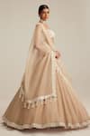 Vvani By Vani Vats_Beige Organza, Georgette Mirrors, Pearls, Embroidery, Tassels Lehenga Set _Online_at_Aza_Fashions
