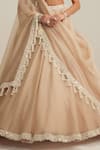 Buy_Vvani By Vani Vats_Beige Organza, Georgette Mirrors, Pearls, Embroidery, Tassels Lehenga Set _Online_at_Aza_Fashions